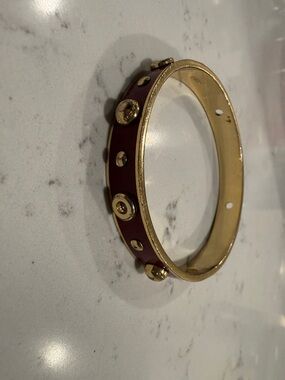 COACH Gold and Burgundy Studded Bangle Bracelet